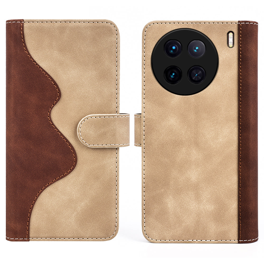 For vivo X90 5G Magnetic Clasp Bi-color Design PU Leather Phone Cover Supporting Stand Wallet Cell Phone Case For vivo X90 5G Magnetic Clasp Bi-color Design PU Leather Phone Cover Supporting Stand Wallet Cell Phone Case